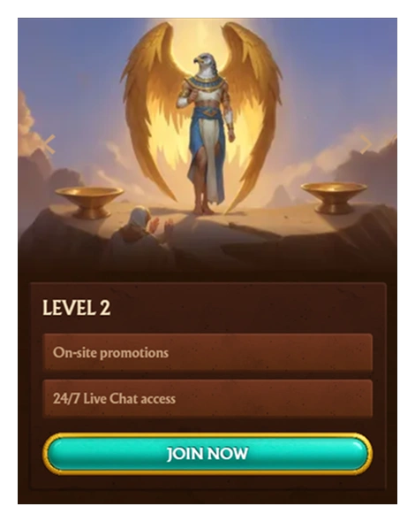 Amunra Casino Level 2 perks including promotions and 24/7 support access