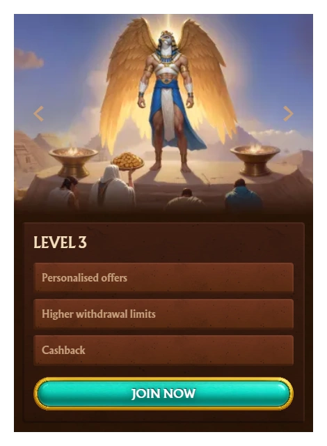 Amunra Casino Level 3 rewards with personalised offers cashback benefits