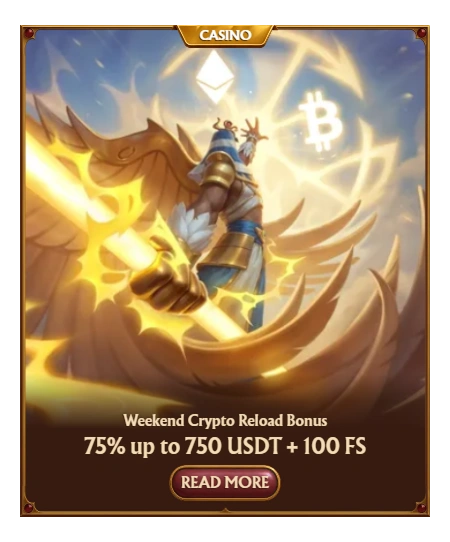 Amunra Casino Weekend Crypto Reload Bonus 75 Percent Offer